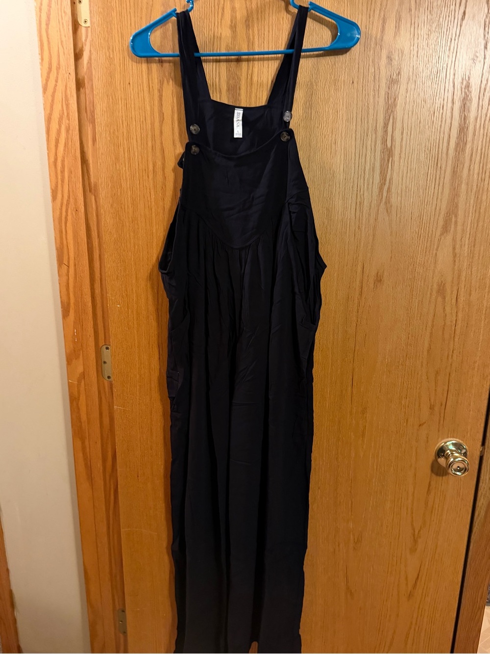 Zenana Outfitters Black Wide-Leg Jumper with Adjustable Straps